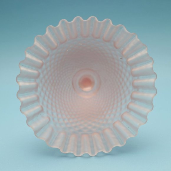 Frosted Pink Satin Vintage Candy Holder Compote - Crimped - Picture 4 of 4